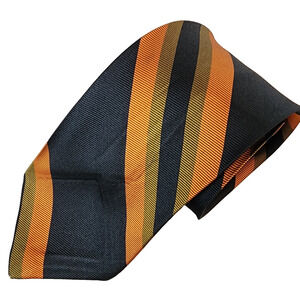 Vintage Saks Fifth Avenue Brown Striped Skinny Necktie 100% Silk 2.5"x 55"